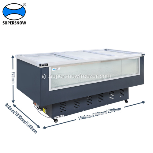 Glass Deep Freezer για οθόνη κρέατος και Deli